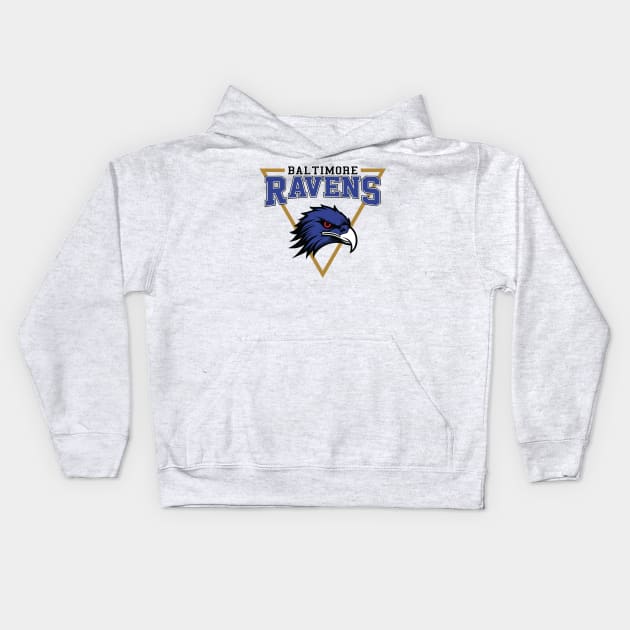 Retro Ravens Kids Hoodie by Cemploex_Art